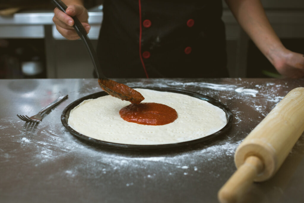 pizza margherita in teglia